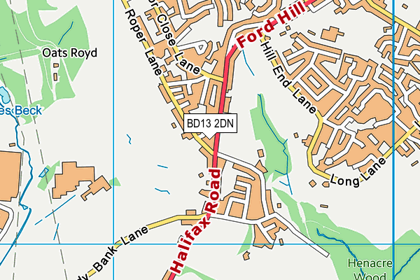 BD13 2DN map - OS VectorMap District (Ordnance Survey)