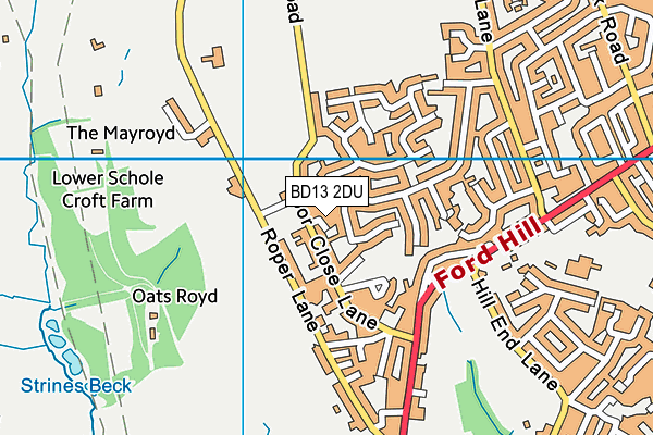 BD13 2DU map - OS VectorMap District (Ordnance Survey)