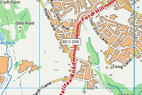 BD13 2DW map - OS VectorMap District (Ordnance Survey)