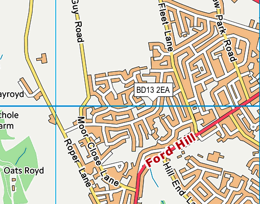 BD13 2EA map - OS VectorMap District (Ordnance Survey)