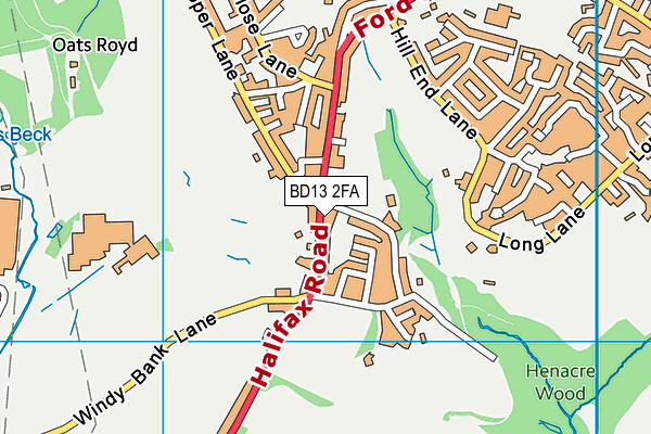 BD13 2FA map - OS VectorMap District (Ordnance Survey)