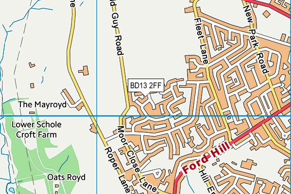 BD13 2FF map - OS VectorMap District (Ordnance Survey)