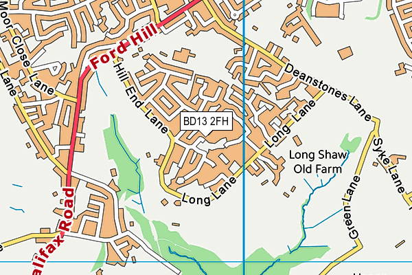 BD13 2FH map - OS VectorMap District (Ordnance Survey)