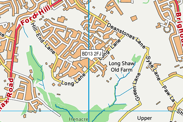 BD13 2FJ map - OS VectorMap District (Ordnance Survey)