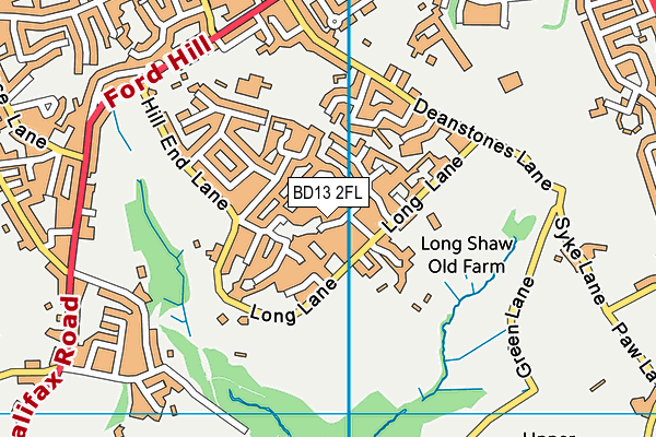 BD13 2FL map - OS VectorMap District (Ordnance Survey)