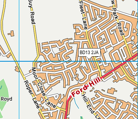 BD13 2JA map - OS VectorMap District (Ordnance Survey)