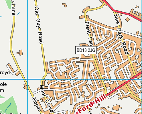 BD13 2JG map - OS VectorMap District (Ordnance Survey)