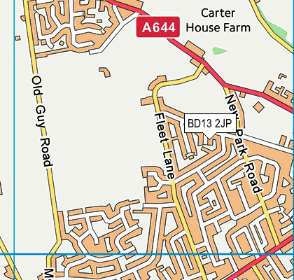 BD13 2JP map - OS VectorMap District (Ordnance Survey)