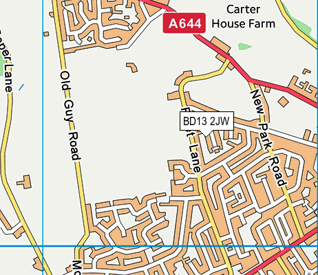 BD13 2JW map - OS VectorMap District (Ordnance Survey)