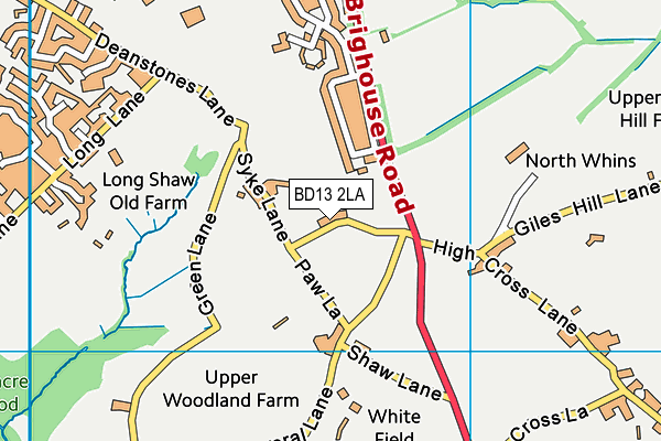 BD13 2LA map - OS VectorMap District (Ordnance Survey)