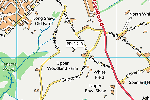 BD13 2LB map - OS VectorMap District (Ordnance Survey)