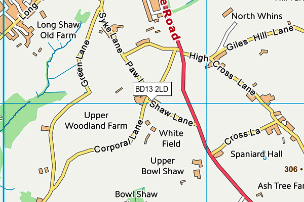 BD13 2LD map - OS VectorMap District (Ordnance Survey)