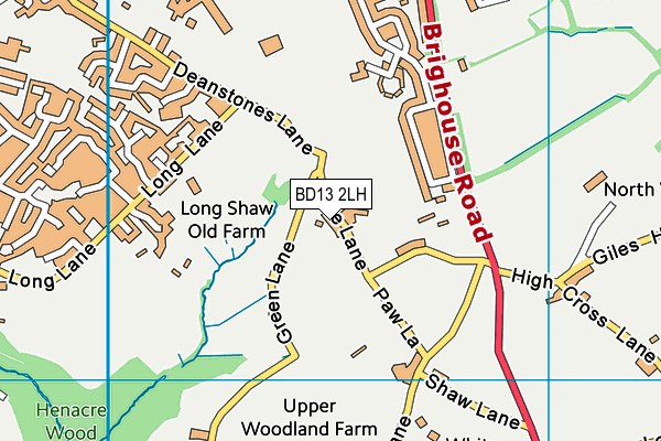 BD13 2LH map - OS VectorMap District (Ordnance Survey)