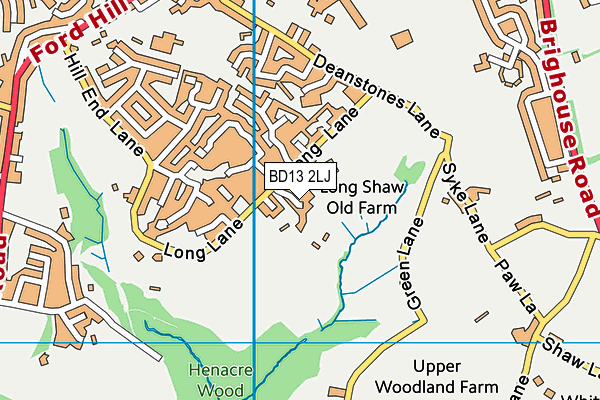 BD13 2LJ map - OS VectorMap District (Ordnance Survey)