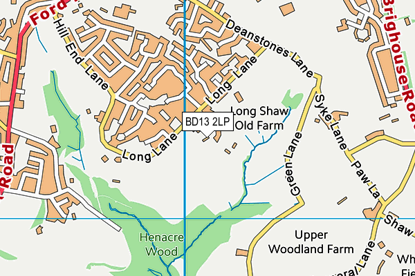 BD13 2LP map - OS VectorMap District (Ordnance Survey)