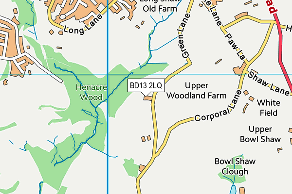 BD13 2LQ map - OS VectorMap District (Ordnance Survey)