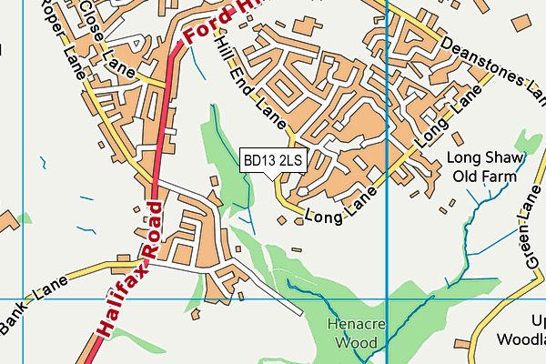 BD13 2LS map - OS VectorMap District (Ordnance Survey)