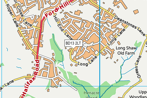 BD13 2LT map - OS VectorMap District (Ordnance Survey)