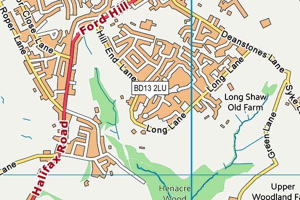 BD13 2LU map - OS VectorMap District (Ordnance Survey)