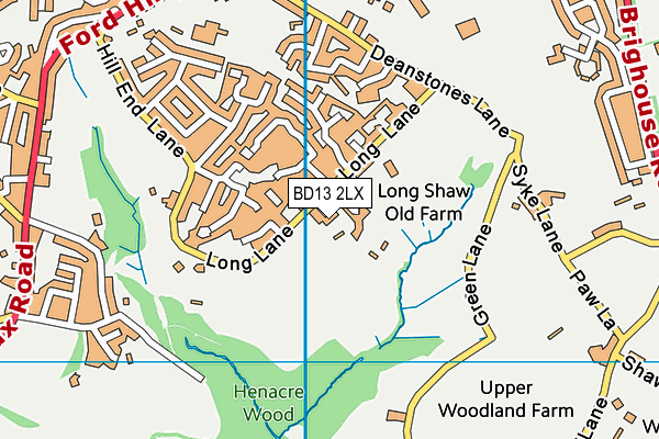 BD13 2LX map - OS VectorMap District (Ordnance Survey)