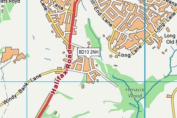 BD13 2NH map - OS VectorMap District (Ordnance Survey)