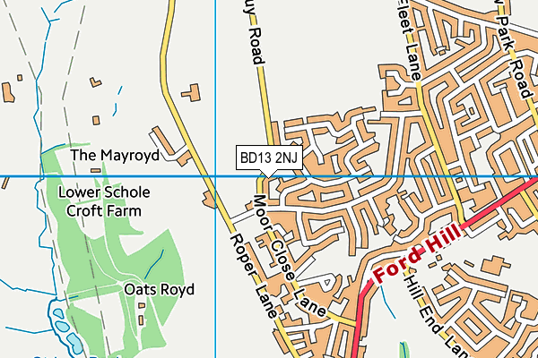 BD13 2NJ map - OS VectorMap District (Ordnance Survey)