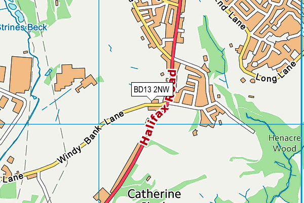 BD13 2NW map - OS VectorMap District (Ordnance Survey)