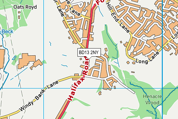 BD13 2NY map - OS VectorMap District (Ordnance Survey)