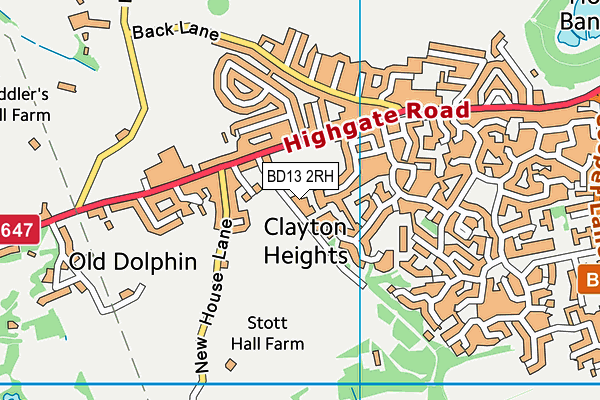 BD13 2RH map - OS VectorMap District (Ordnance Survey)