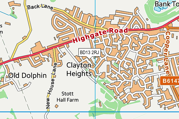 BD13 2RJ map - OS VectorMap District (Ordnance Survey)