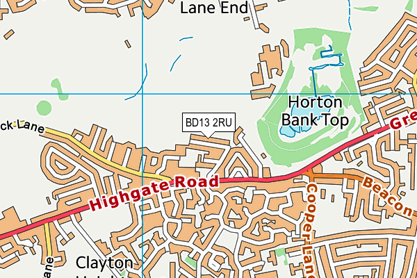 BD13 2RU map - OS VectorMap District (Ordnance Survey)