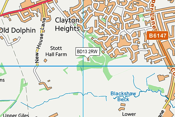 BD13 2RW map - OS VectorMap District (Ordnance Survey)