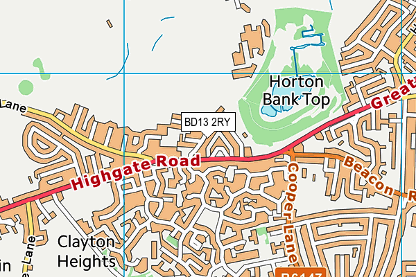 BD13 2RY map - OS VectorMap District (Ordnance Survey)