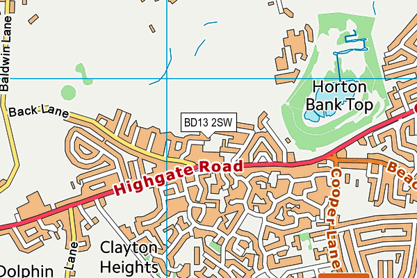 BD13 2SW map - OS VectorMap District (Ordnance Survey)