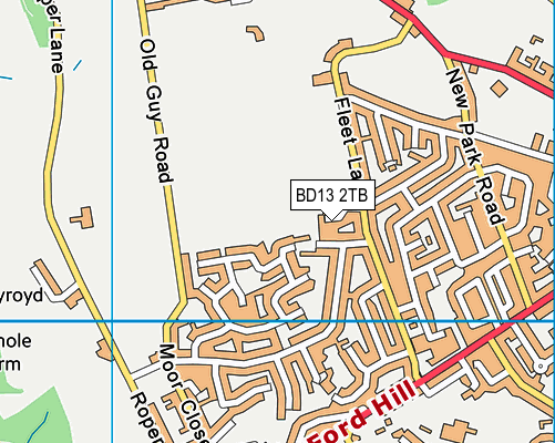 BD13 2TB map - OS VectorMap District (Ordnance Survey)