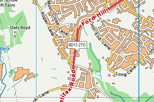 BD13 2TD map - OS VectorMap District (Ordnance Survey)