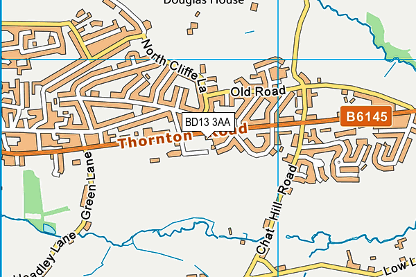 BD13 3AA map - OS VectorMap District (Ordnance Survey)