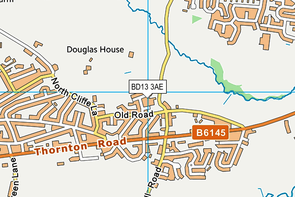 BD13 3AE map - OS VectorMap District (Ordnance Survey)