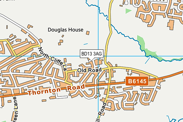 BD13 3AG map - OS VectorMap District (Ordnance Survey)