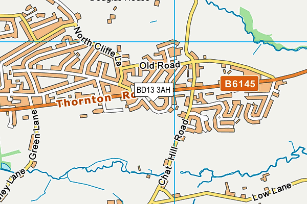 BD13 3AH map - OS VectorMap District (Ordnance Survey)