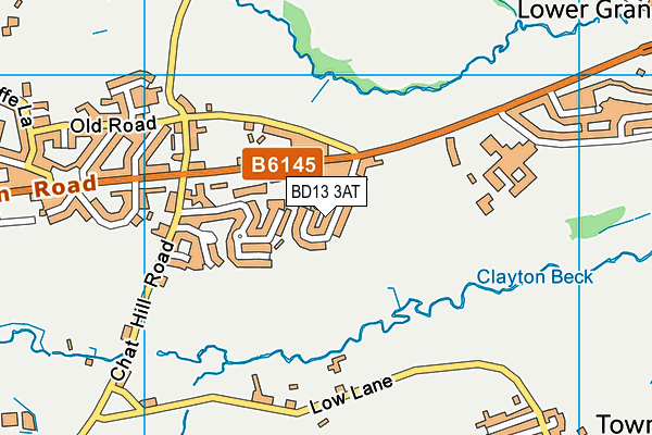 BD13 3AT map - OS VectorMap District (Ordnance Survey)