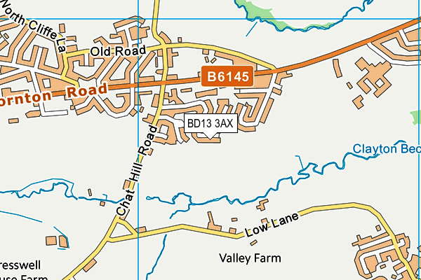 BD13 3AX map - OS VectorMap District (Ordnance Survey)