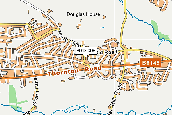 BD13 3DB map - OS VectorMap District (Ordnance Survey)