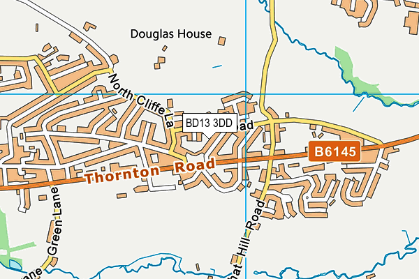 BD13 3DD map - OS VectorMap District (Ordnance Survey)