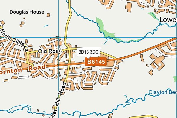 BD13 3DG map - OS VectorMap District (Ordnance Survey)