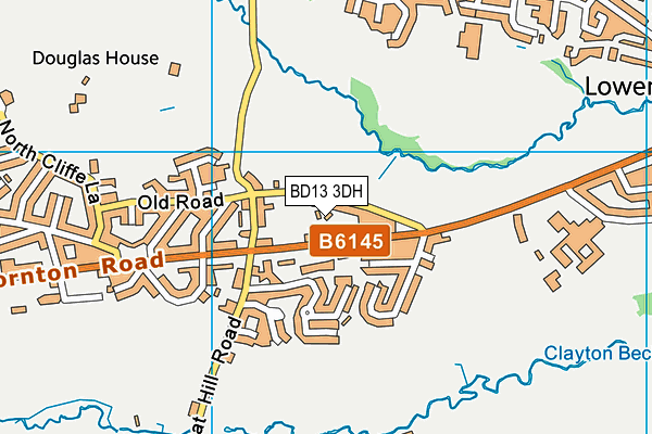 BD13 3DH map - OS VectorMap District (Ordnance Survey)