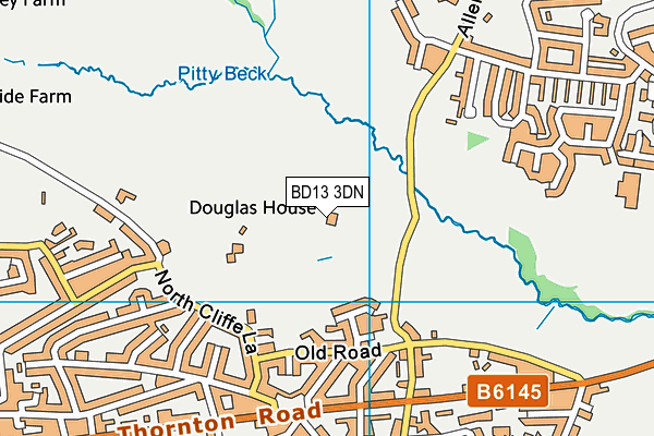 BD13 3DN map - OS VectorMap District (Ordnance Survey)