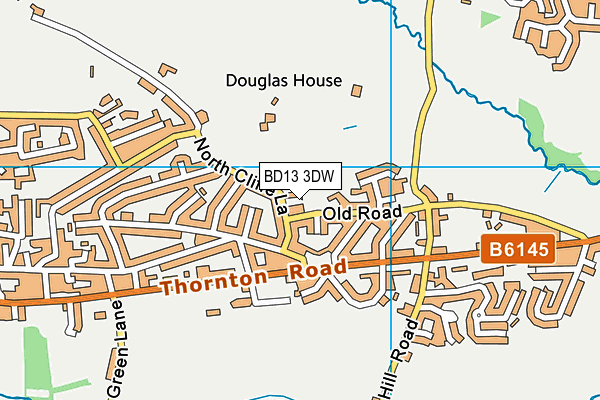 BD13 3DW map - OS VectorMap District (Ordnance Survey)