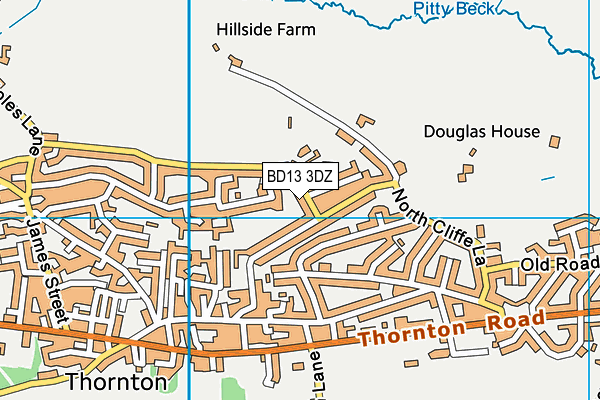 BD13 3DZ map - OS VectorMap District (Ordnance Survey)