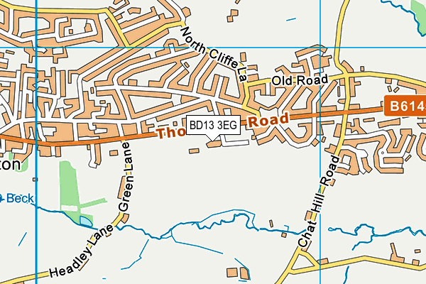 BD13 3EG map - OS VectorMap District (Ordnance Survey)